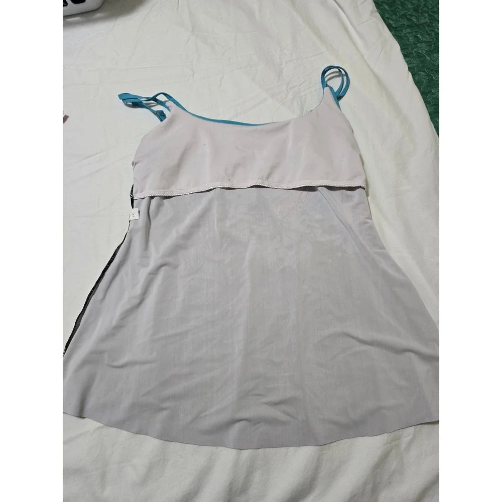 Plus Size 4XL Swim Dress Floral Print Tankini‎ Tunic Top Teal Black /0321